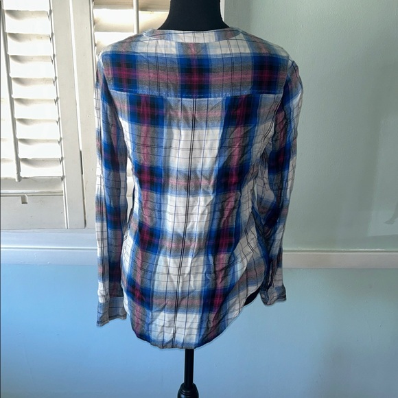 Express Blue Plaid Lace-Up Shirt - Picture 6 of 6